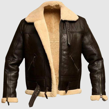 Herren Lederjacke Braun Ledermantel Elegant