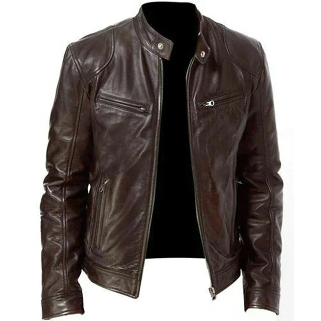 Herren Lederjacke Winddicht Elegant