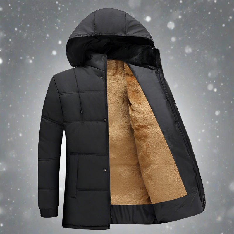 Herren Daunenjacke Warm Fleece Kapuze