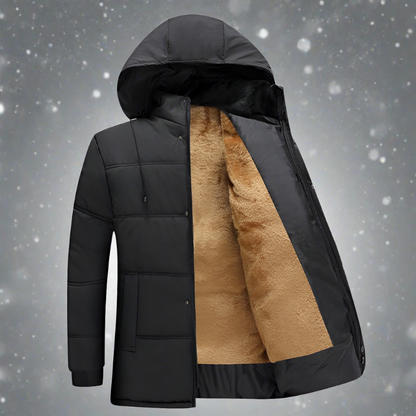 Herren Daunenjacke Warm Fleece Kapuze
