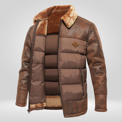 Herren Winterjacke Warm Pelz Kragen Reißverschluss