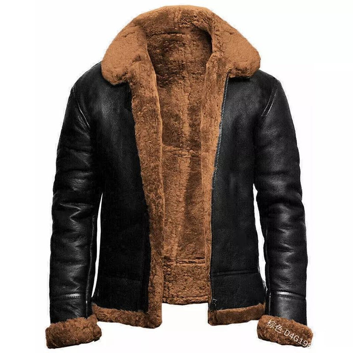 Lederlook Kleid Slim Fit Kurz Teddyfleece Gefüttert