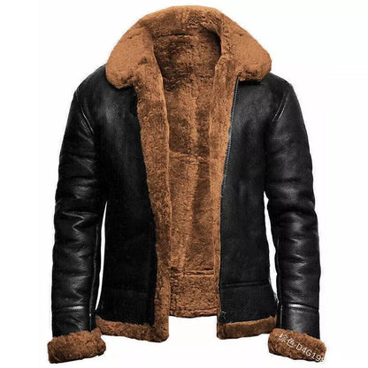 Lederlook Kleid Slim Fit Kurz Teddyfleece Gefüttert