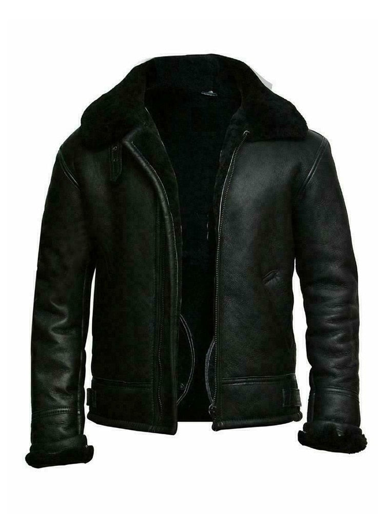 Lederlook Kleid Slim Fit Kurz Teddyfleece Gefüttert