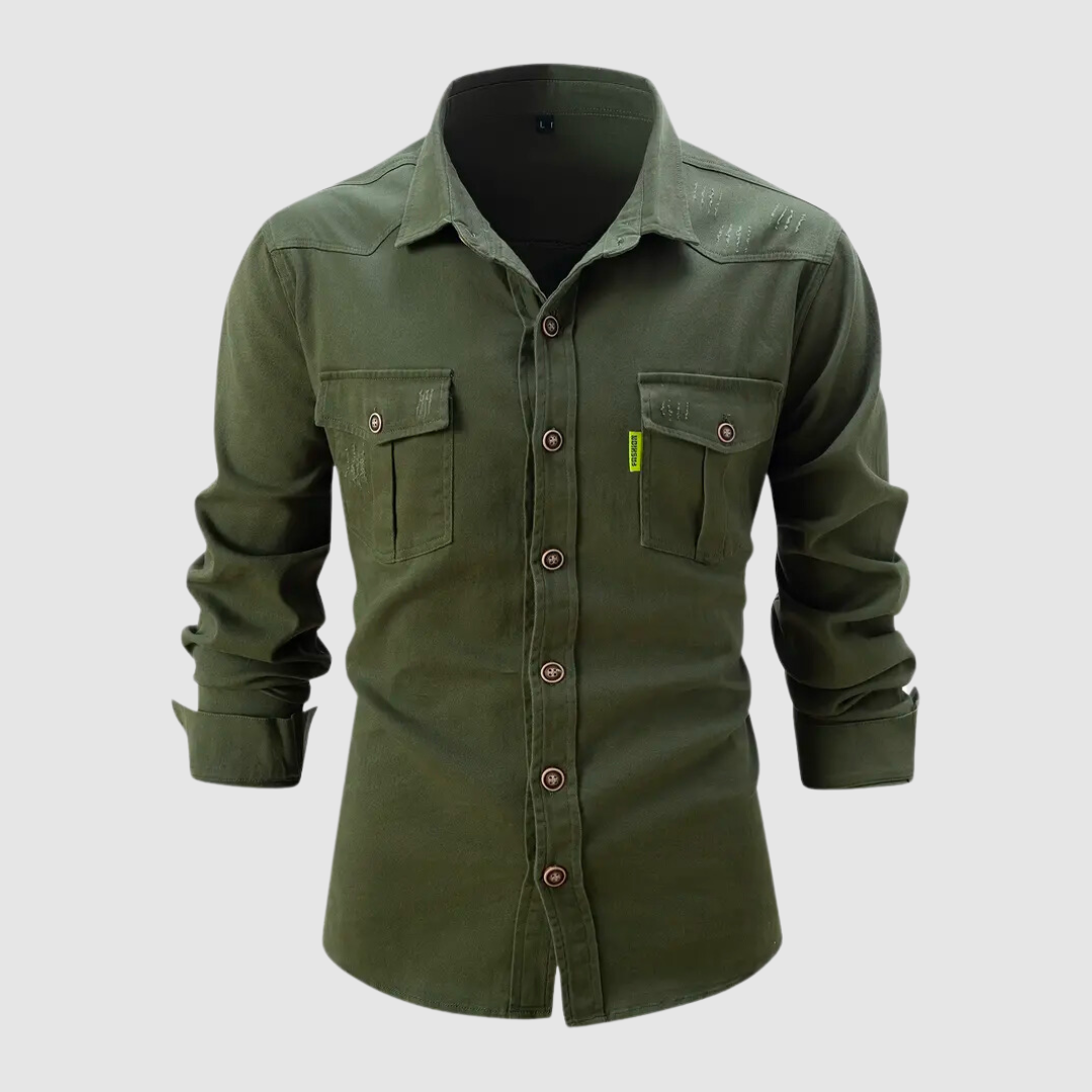 Herren Hemd Denim Modern Langarm