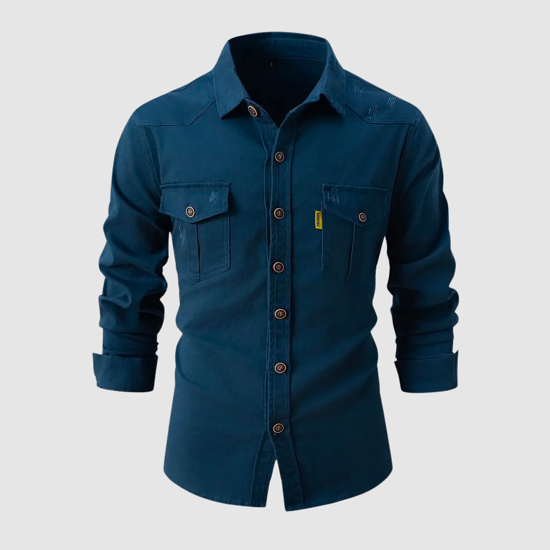 Herren Hemd Denim Modern Langarm