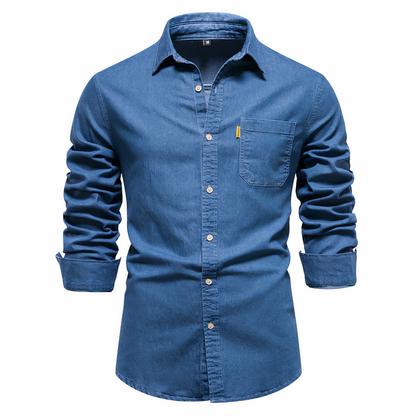 Herren Denim Hemd Modern Langarm