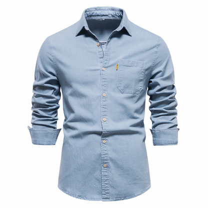 Herren Denim Hemd Modern Langarm
