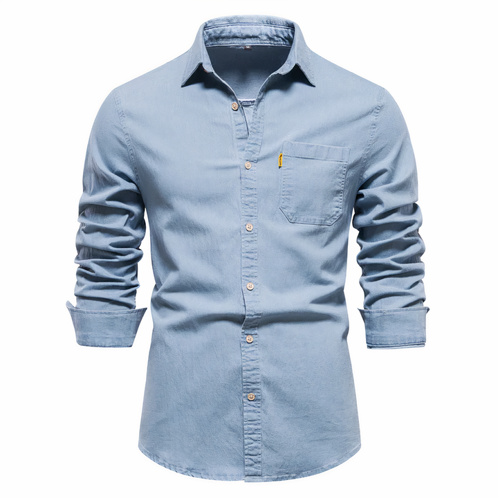 Herren Denim Hemd Modern Langarm