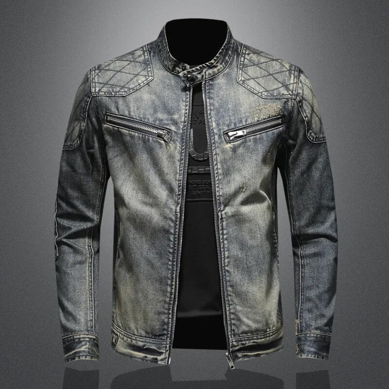Herren Denimjacke Zip-Up Herbstmode