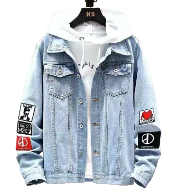 Hellblaue Jeansjacke Herren mit Patches
