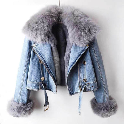 Elegante Pelzjacke Weich Plüschfutter