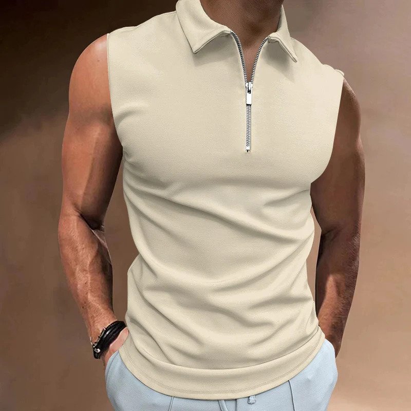 Herren Tanktop Modern Halbzipper Design