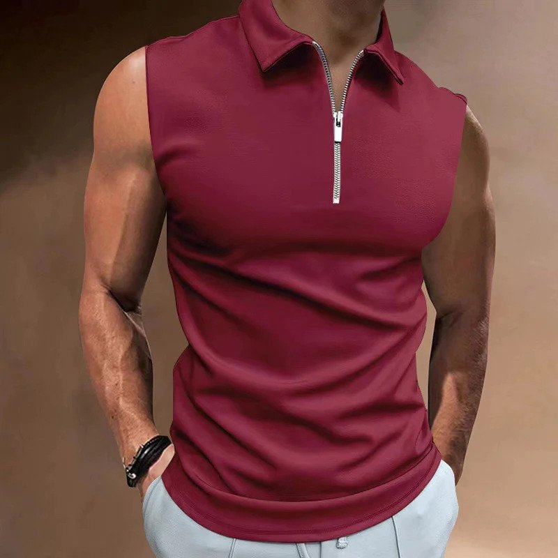 Herren Tanktop Modern Halbzipper Design