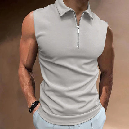 Herren Tanktop Modern Halbzipper Design