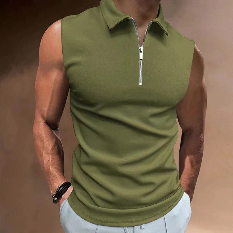 Herren Tanktop Modern Halbzipper Design