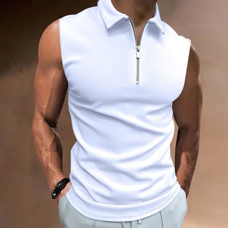 Herren Tanktop Modern Halbzipper Design