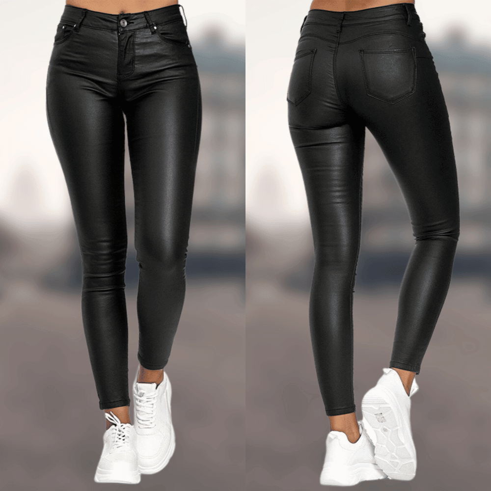Elegante Lederhose Damen Bequem Modern - IdealeKleiden