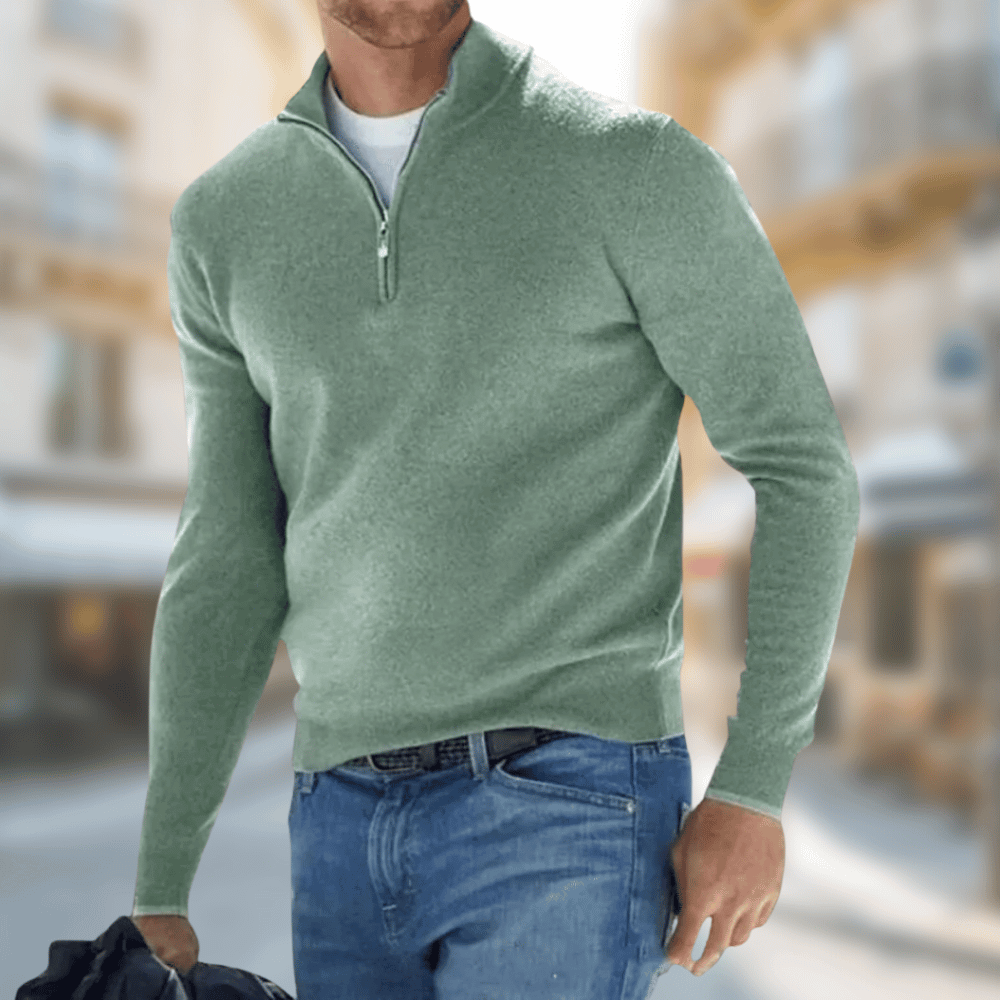 Herren Pullover Reißverschluss Kragen Sportlich