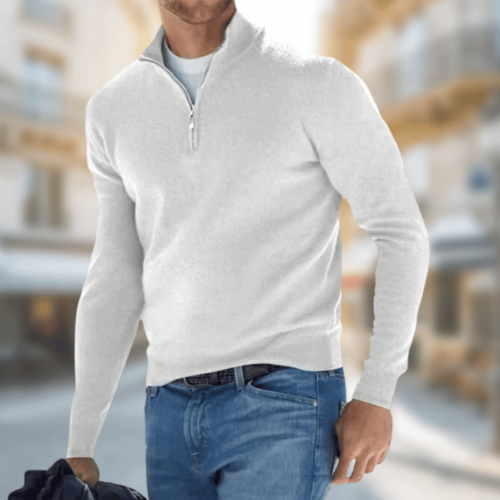 Herren Pullover Reißverschluss Kragen Sportlich