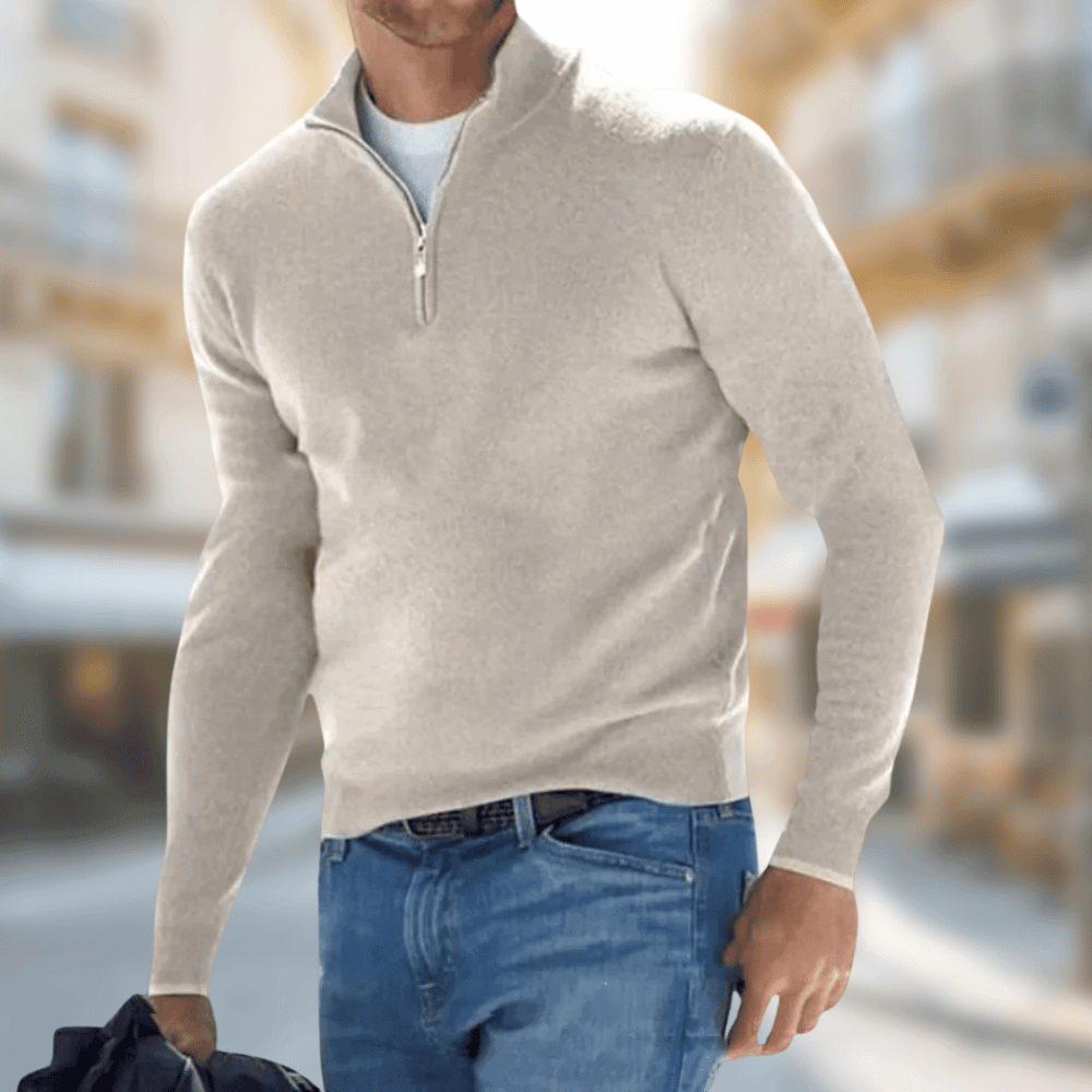 Herren Pullover Reißverschluss Kragen Sportlich