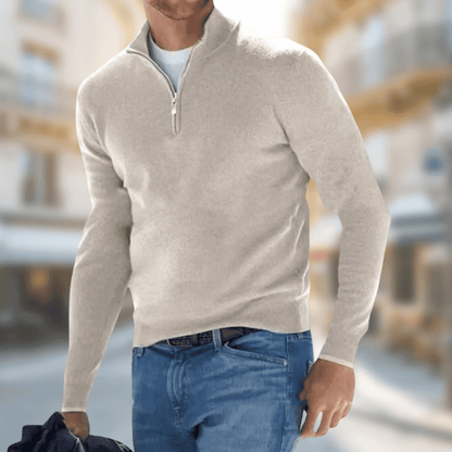 Herren Pullover Reißverschluss Kragen Sportlich
