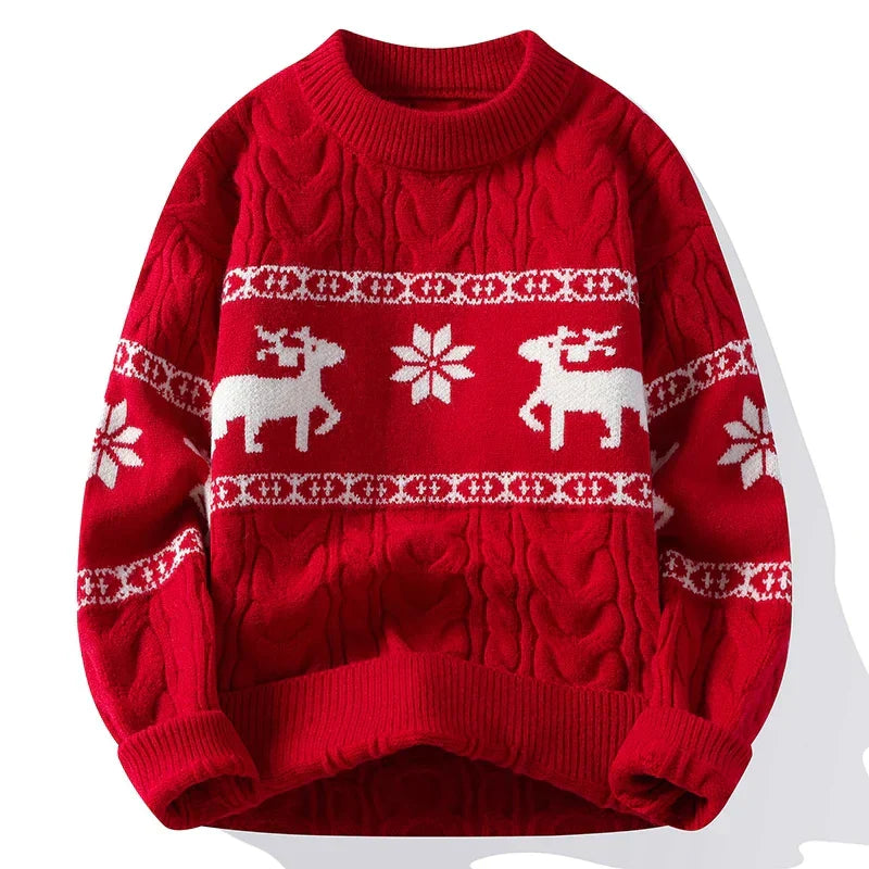 Weihnachtspullover Hirschmuster Warm & Stilvoll - IdealeKleiden