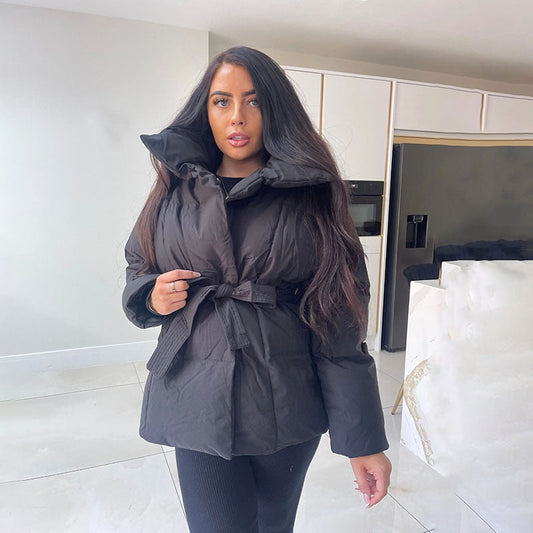 Damen Winterparka Dick Warm Mit Gürtel - IdealeKleiden