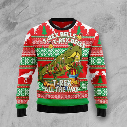 Weihnachtspullover 3D Dinosaurier Lustig Männer