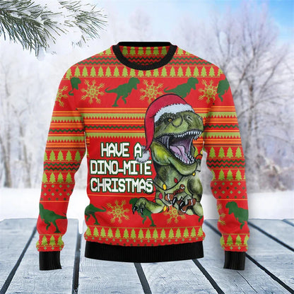 Weihnachtspullover 3D Dinosaurier Lustig Männer - IdealeKleiden
