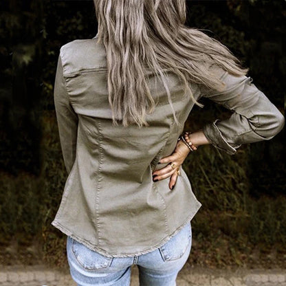 Moderne Frauenjeansjacke Herbst Trend - IdealeKleiden