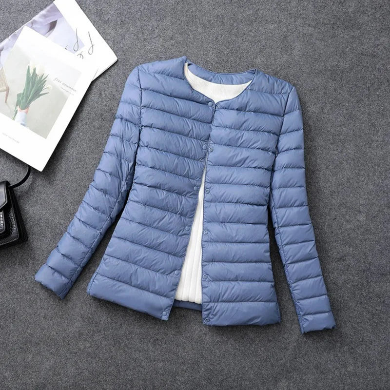 Leichte Daunenjacke Damen Rundhals Ausschnitt