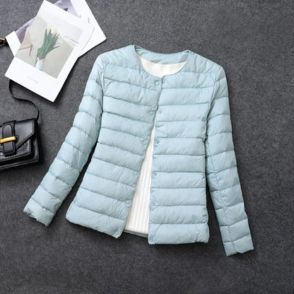Leichte Daunenjacke Damen Rundhals Ausschnitt