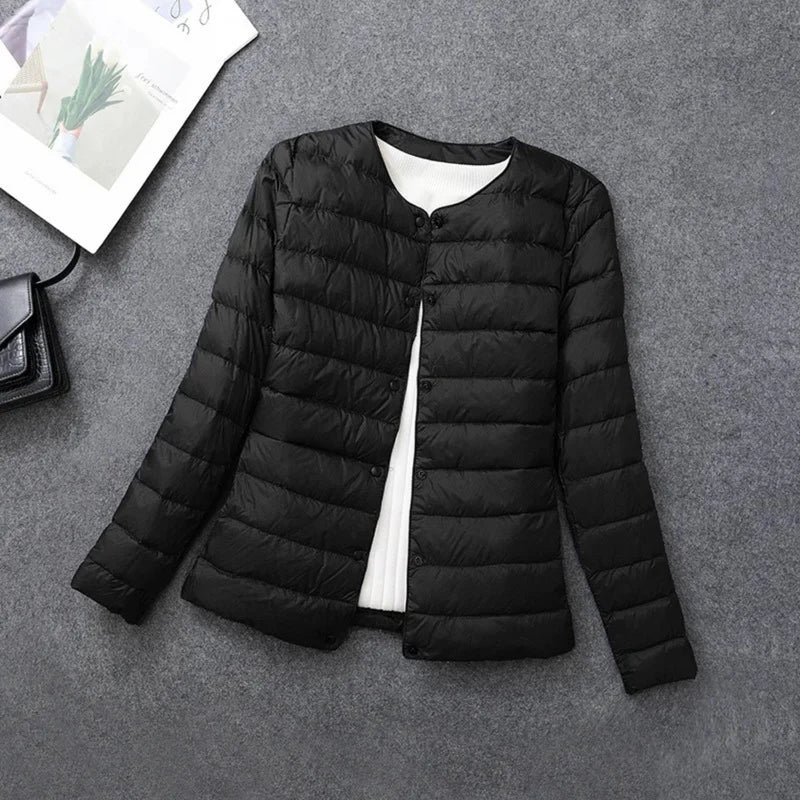 Leichte Daunenjacke Damen Rundhals Ausschnitt