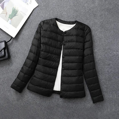 Leichte Daunenjacke Damen Rundhals Ausschnitt