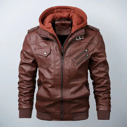 Stilvolle Lederjacke Mit Kapuze