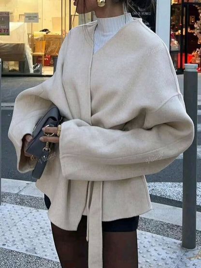 Elegante Schnürjacke Mit Verstellbarem Gürtel - IdealeKleiden