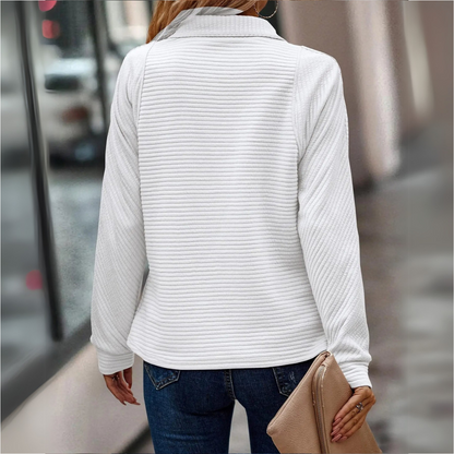 Stylischer Pullover Reißverschluss Kragen Damen - IdealeKleiden