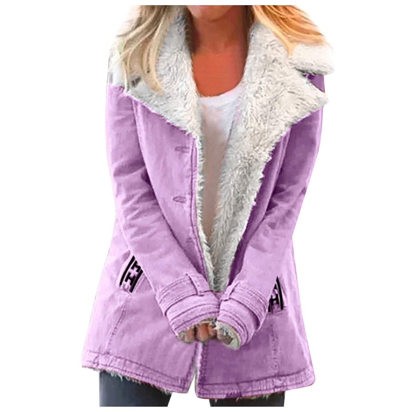 Damen Winterjacke Elegant Reverskragen Langärmlig