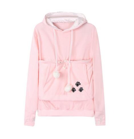 Praktischer Damen Pullover mit Kapuze und Tieretasche