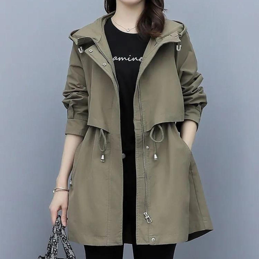 Herbstjacke Damen Kapuzenparka Schnürung Warm