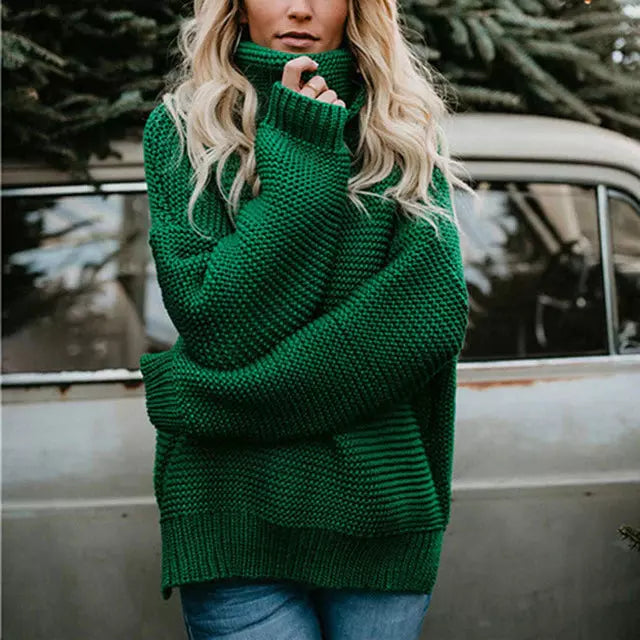 Eleganter Rollkragenpullover Damen Strick