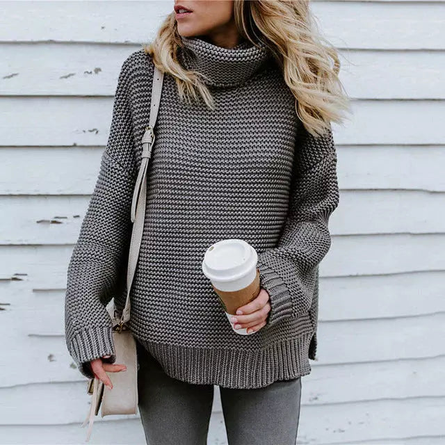 Eleganter Rollkragenpullover Damen Strick - IdealeKleiden