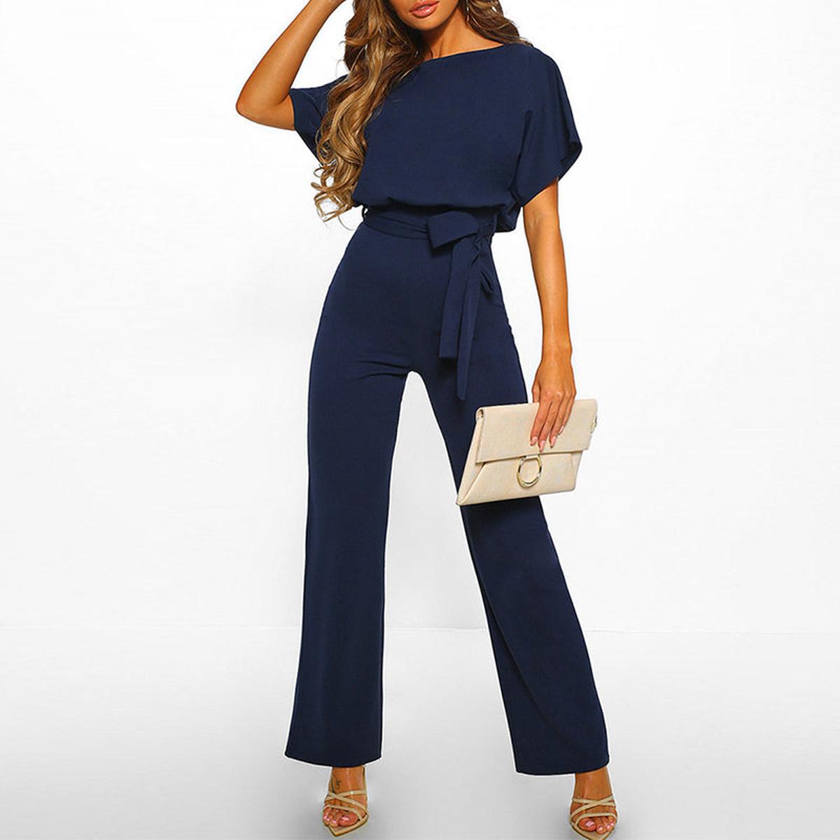 Damen Sommerset Jumpsuit Kurzarm Elegant