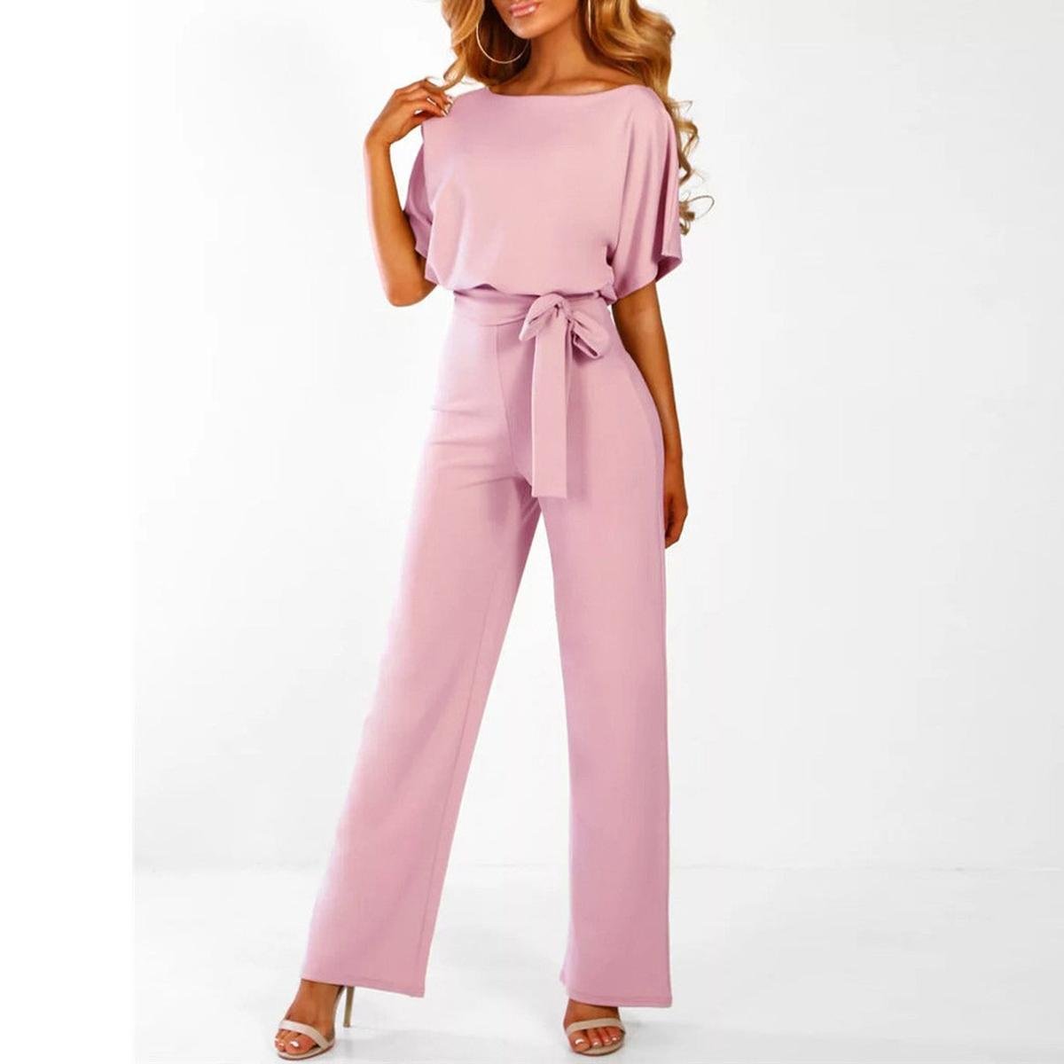 Damen Sommerset Jumpsuit Kurzarm Elegant