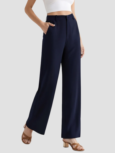 Damen Hose Elegant Weitbein Hochtailliert