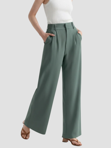 Damen Hose Elegant Weitbein Hochtailliert