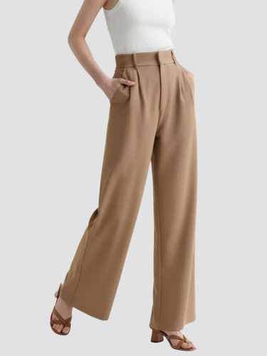 Damen Hose Elegant Weitbein Hochtailliert
