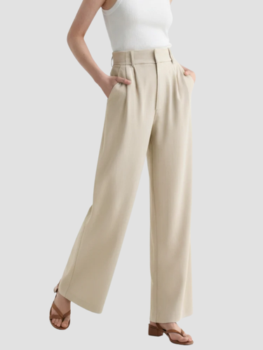 Damen Hose Elegant Weitbein Hochtailliert