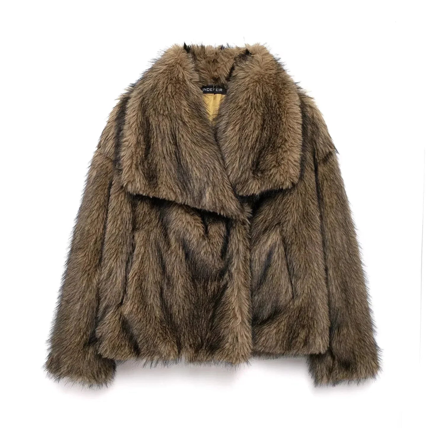 Damen Wintermantel Lang Kunstpelz Schick